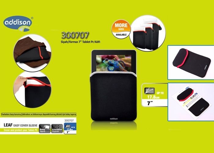 ADDISON 300707 Siyah / Kırmızı 7'' Tablet Kılıfı