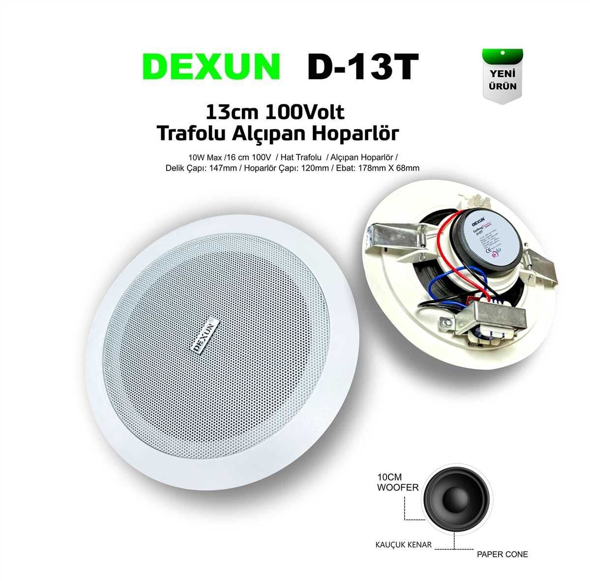 Dexun D-13T 13CM Trafolu Tavan Hoparlör