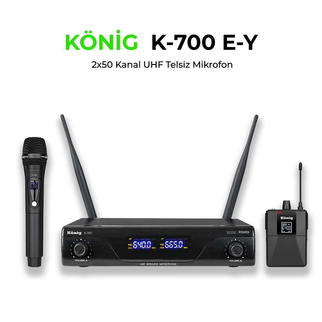 König K-700 UHF 2x50 Kanal 1El+1Yaka Mikrofon