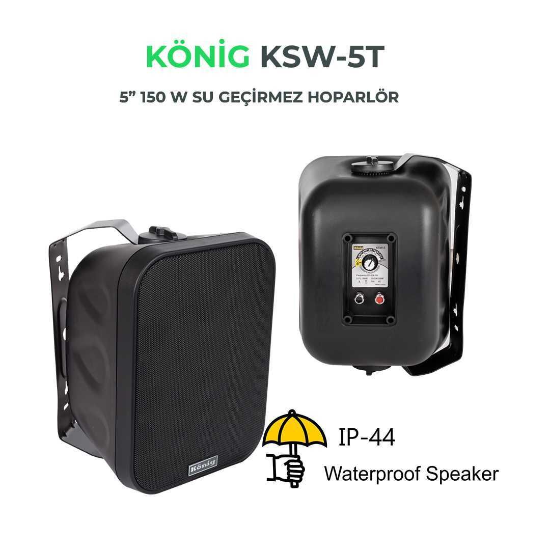 König KSW-5T 5'' 150W Siyah Outdoor Hoparlör (Takım)