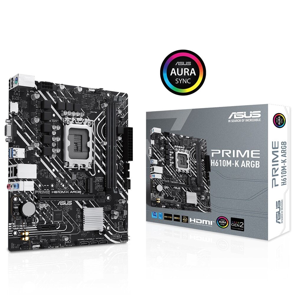 Asus Prime H610M-K ARGB DDR5 1700P DDR5 SES GLAN HDMI/VGA SATA3 USB3.2 mATX