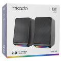 Mikado MD-178 2.0 3W*2 Siyah RGB Aydınlatmalı USB+3.5mm USB 5V Speaker Hoparlör