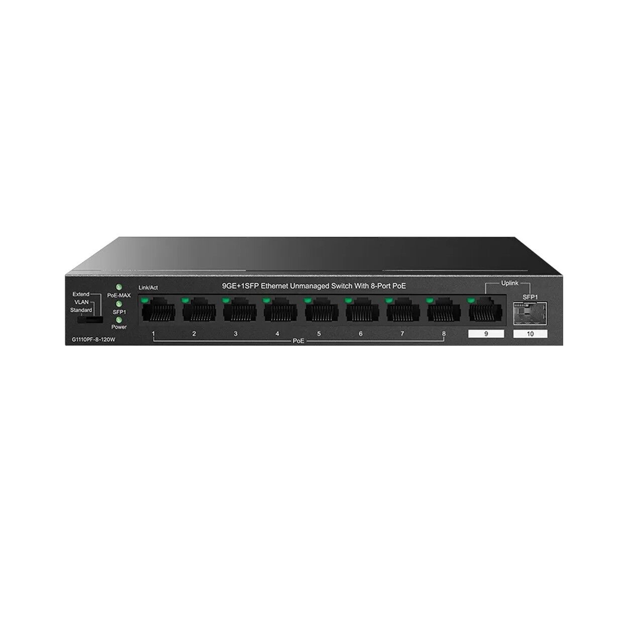 Tenda TEG1110PF-8-120W 8GE PoE+ Port (120W), 1xGE + 1x SFP Uplink Desktop Switch