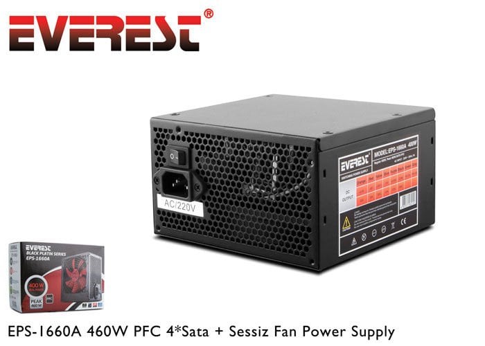 Everest EPS-1660A 460W Sessiz 12cm Power Supply