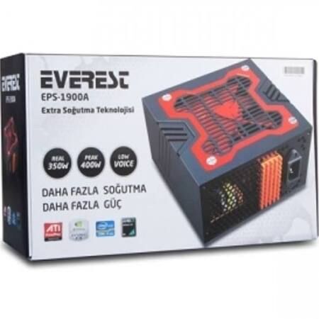 Everest EPS-1900A Peak-400W Extra Soğutu 12cm Kırmızı Fan Gaming Power Supply