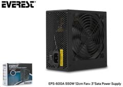 Everest EPS-600A Real 600W 12cm Fan 4*SATA Aktif PFC Oyuncu PC Destekli Power Su