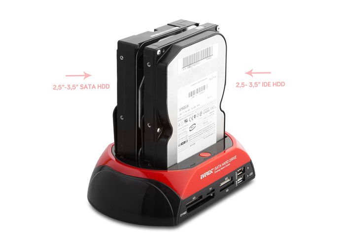 Everest HDC-385 Harici Usb 2.0 2,5''-3,5'' Ide+Sata Hdd + Kart Okuyucu Docking