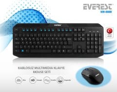 Everest KM-8000 Siyah Kablosuz Multimedya F Klavye+Mouse Set