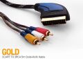 S-link SLX-930 SCART TO 3RCA 2m Gold+Kılıflı Kablo