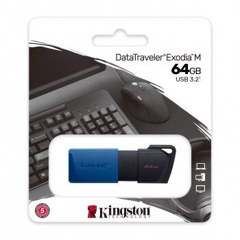64GB Kingston USB3.2 DTXM/64GB Gen1 DataTraveler Exodia M (Black + Blue) Flash
