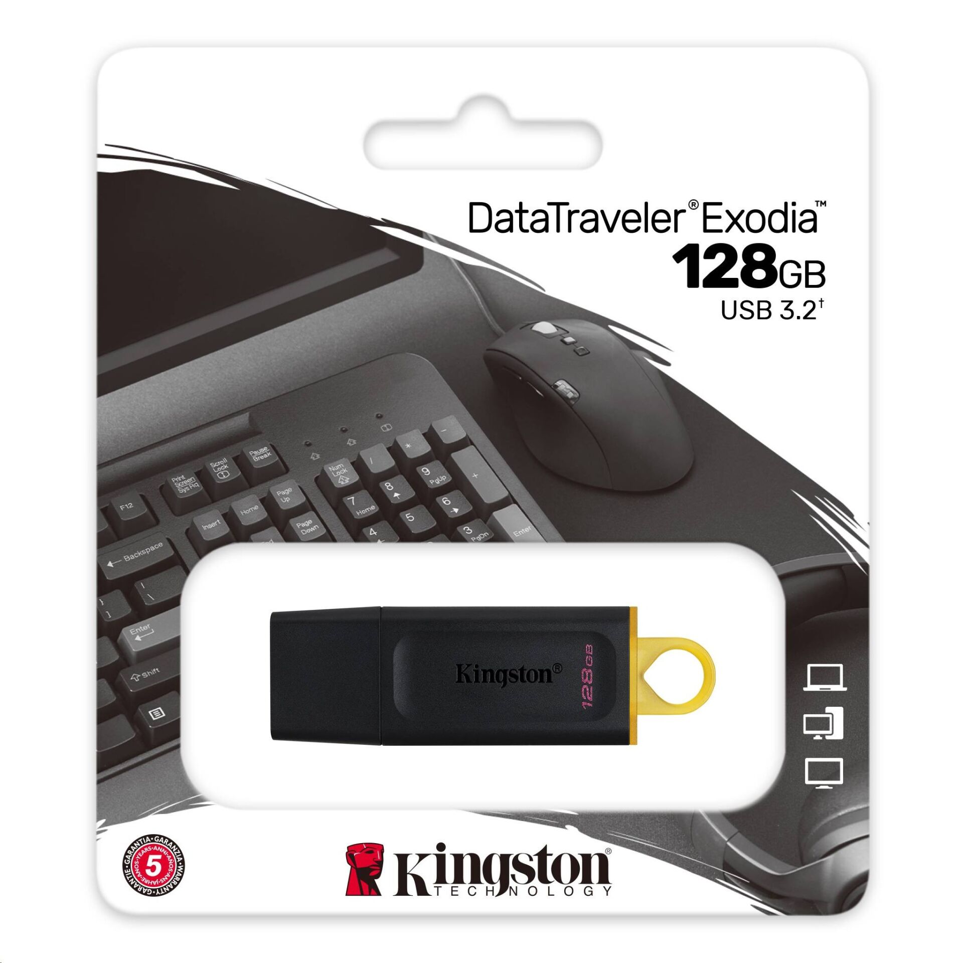 128 GB Kingston DTX/128GB USB 3.2 Gen1 D.Trav.Exodia (Black+Yellow) Flash Bellek