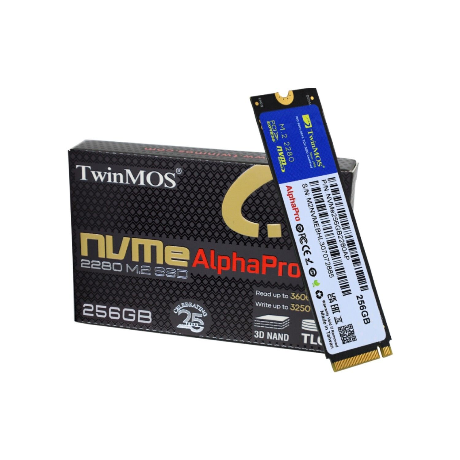 256GB TwinMOS M.2 PCIe Gen3 3600-3250Mb/s TLC (NVMe256GB2280AP) NVMe SSD Disk