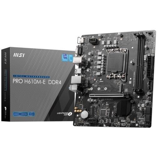 Msı Pro H610M-E Soket 1700 DDR4 3200(OC) HDMI VGA M.2 USB3.2 1x 1G LAN mATX