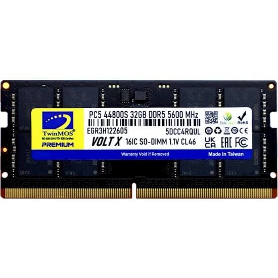 32GB TwinMOS 5600MHz CL46 (TMD532GB5600S46) DDR5 Notebook Ram