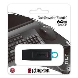 64 GB Kingston DTX/64GB USB 3.2 D.Trv.Exo (Black+Teal)  Flash Bellek