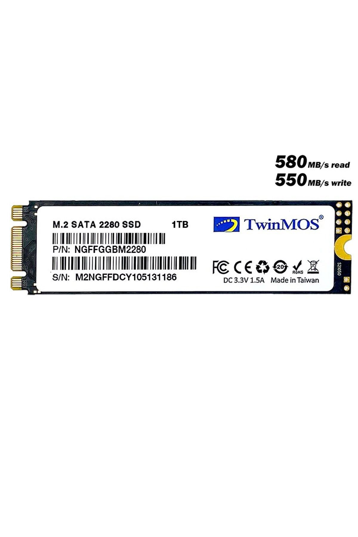 1TB TwinMOS M.2 2280 Sata3 580Mb-550Mb/s (NGFFGGBM2280) SSD Disk