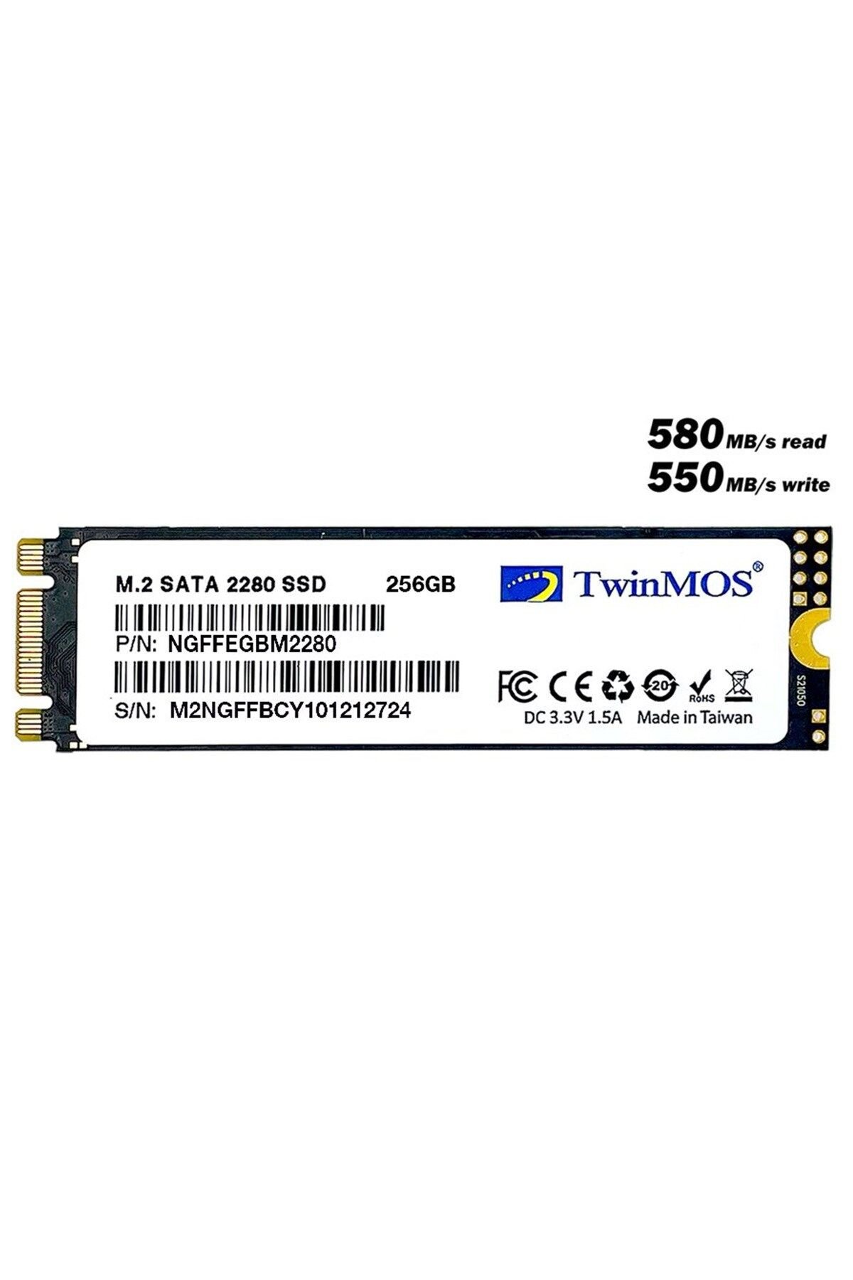256GB TwinMOS M.2 2280 Sata3 580Mb-550Mb/s (NGFFEGBM2280) SSD Disk