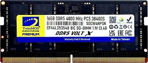 16GB TwinMOS DDR5 4800MHz CL40 (TMD516GB4800S40) Notebook Ram