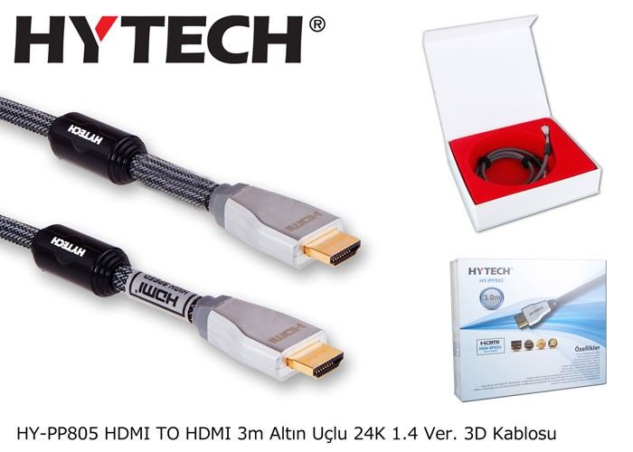 Hytech HY-PP805 3M Altınuçlu 24K 1,4 Ver 3D HDMI Kablo