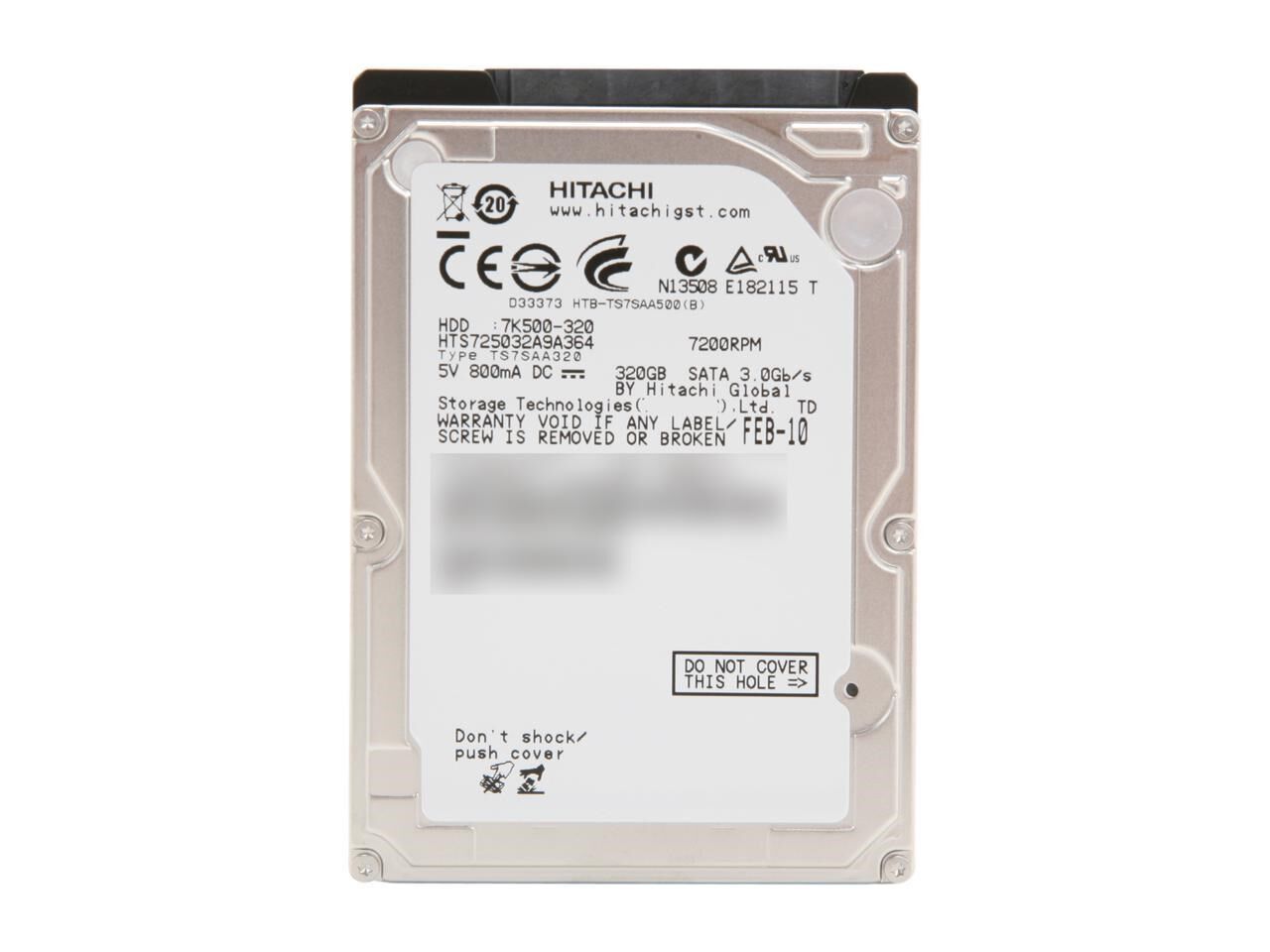320 GB Hitachi 2,5'' 5400RPM 8MB 3GB/S (RFB) Notebook Disk