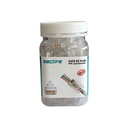 Seclife SNW-7020P Cat6 8P8C Çaplı (100 Ad.) RJ45 Konnektör