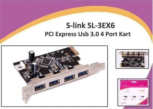 S-link SL-3EX6 Pcı Exp. USB 3.0 4 Port Kart