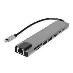 Hytech HY-USBC83 4K@30Hz 2xUSB3.0, 1xUSB2.0, 1000Mbps PD, TypeC Data, Adaptör
