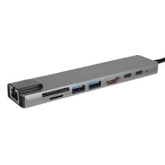 Hytech HY-USBC83 4K@30Hz 2xUSB3.0, 1xUSB2.0, 1000Mbps PD, TypeC Data, Adaptör