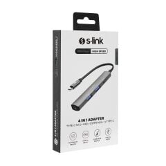 S-link SWV-USBC024 4 in 1TypeC to 2*USB2.0 USB-C, 3.5mm Aux Port TypeC Adaptör