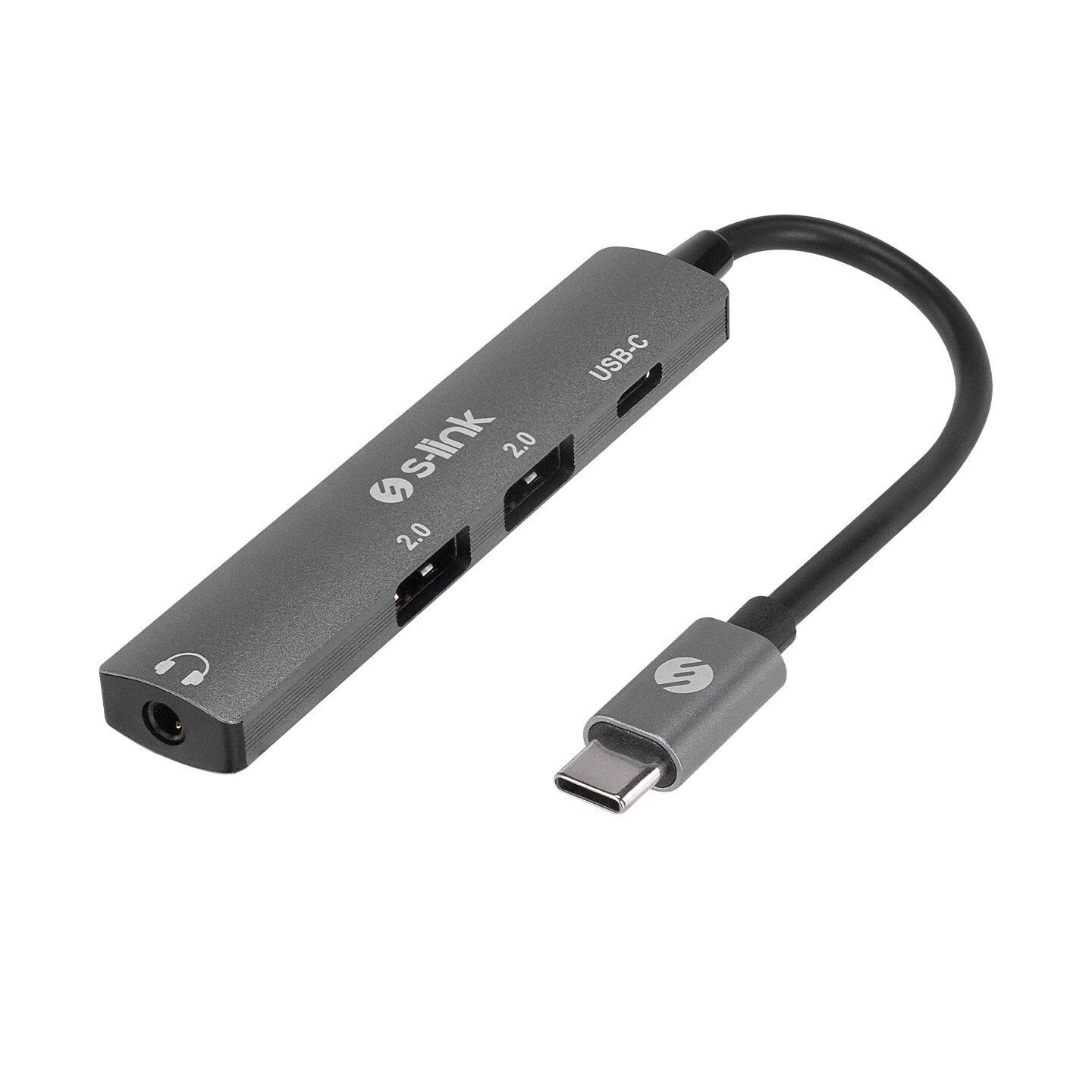 S-link SWV-USBC024 4 in 1TypeC to 2*USB2.0 USB-C, 3.5mm Aux Port TypeC Adaptör