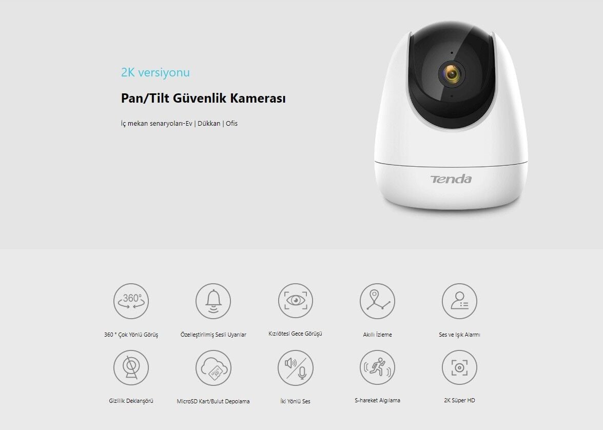 Tenda CP6 2K 3MP 4MM Pan/Tilt Wi-Fi 360 Derece Wifi Kamera