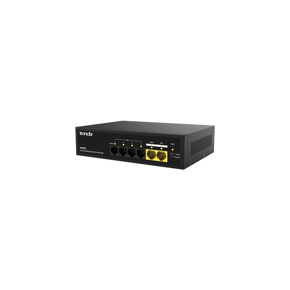 Tenda S106PC 55W 10/100Mbps 4 Port Poe 2 Uplink Switch