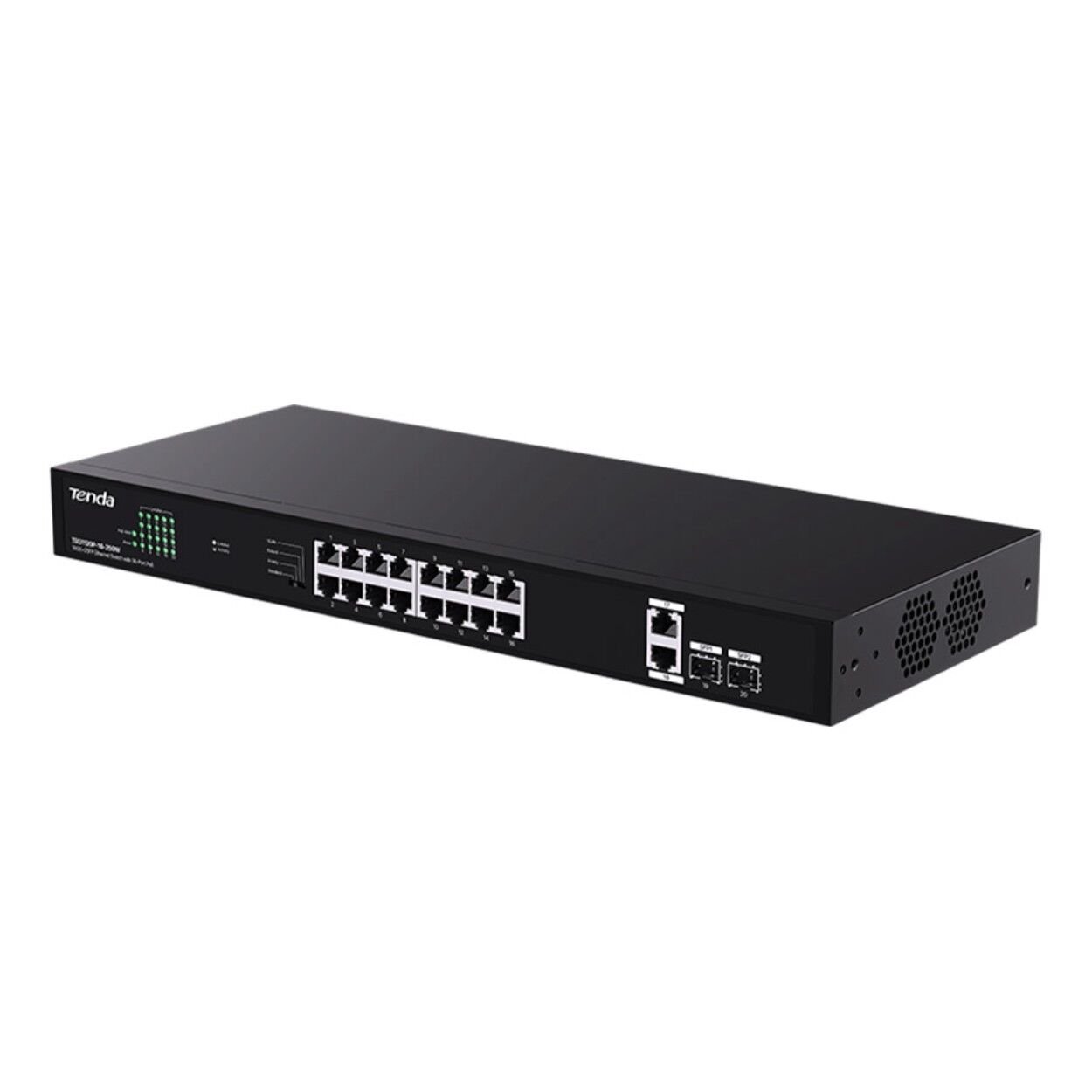 Tenda TEG1120P-16-250W 16 Port PoE 10/100/1000 2xUplink 2xSFP Switch Çelik Kasa