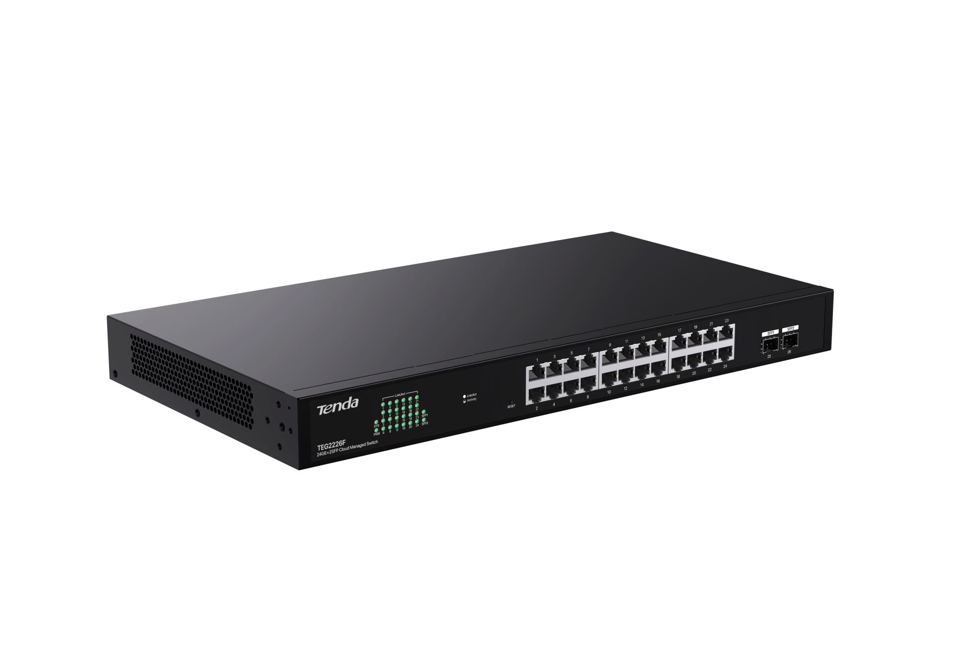 Tenda TEG2226F 24 Port 10/100/1000 + 2 Port SFP Switch Cloud Yönetilebilir Çelik