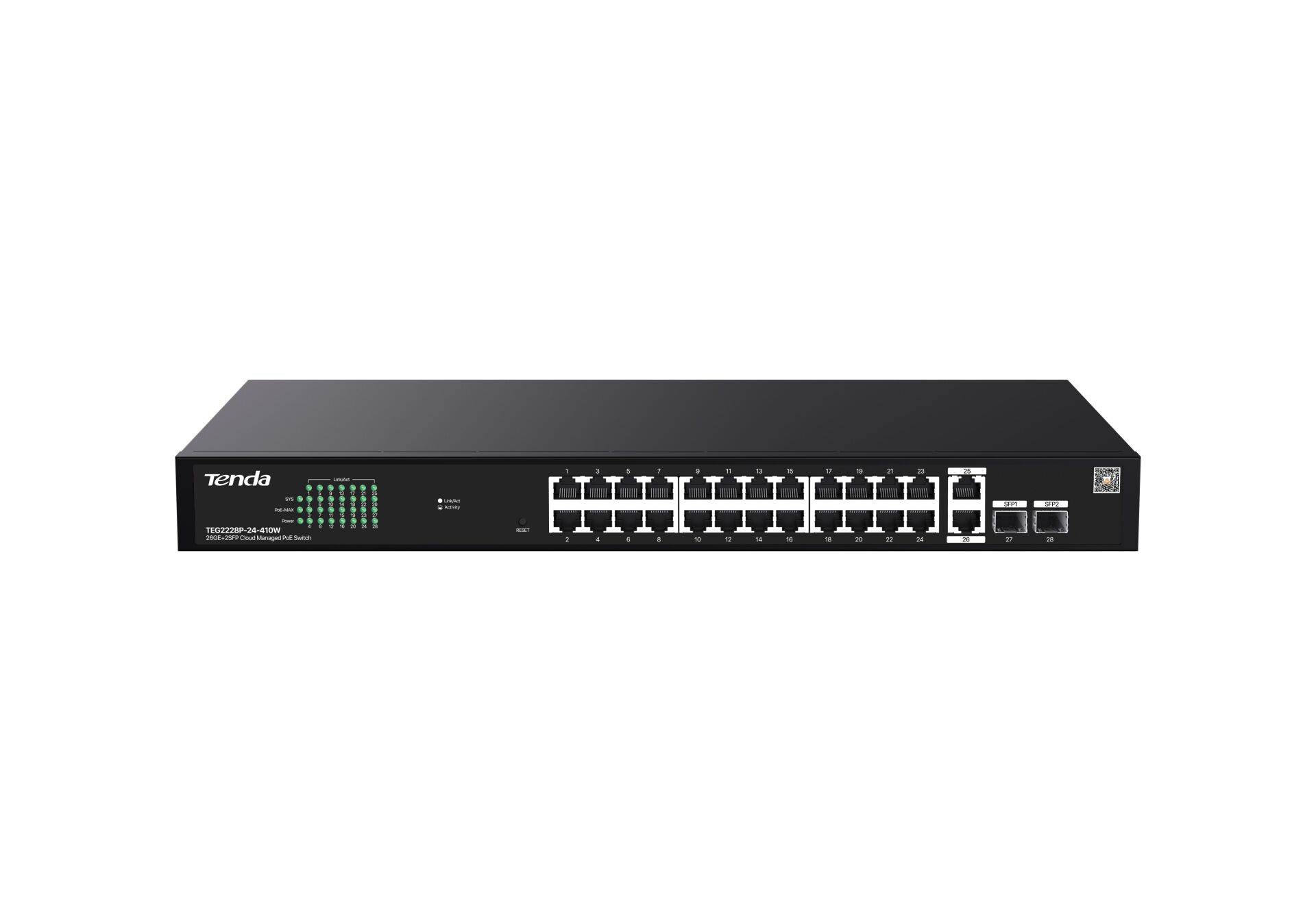 Tenda TEG2228P-24-410W 24 Port 10/100/1000 + 2 Port SFP + 2 Port Uplink Cloud Yö