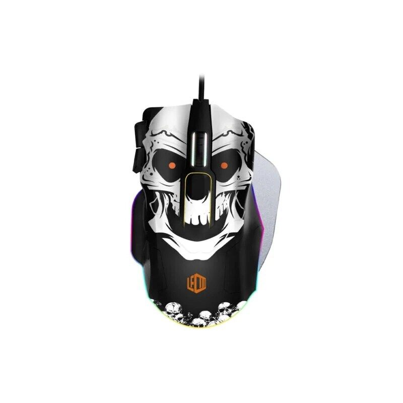 Lecoo MG1102 Kablolu RGB 8200DPI 10 Makro Tuşlu Kuru Kafa Desenl Mouse&Mousepad