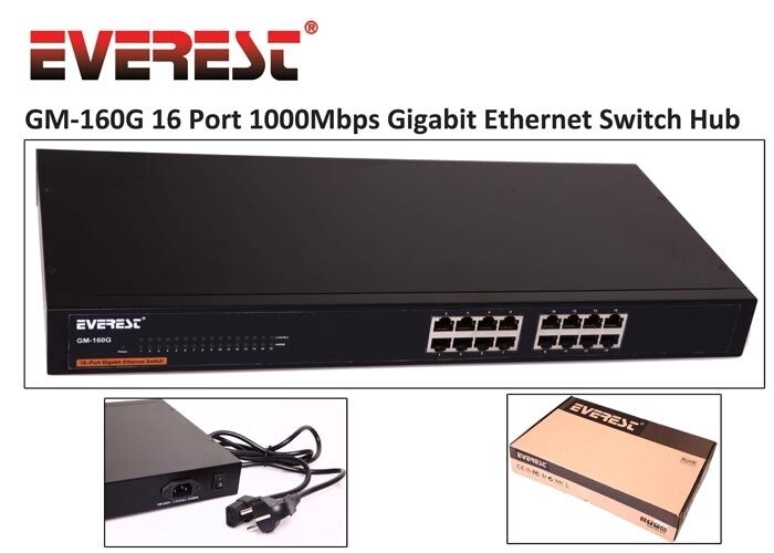 Everest GM-160G 16 Port 1000Mbps Gigabit Switch