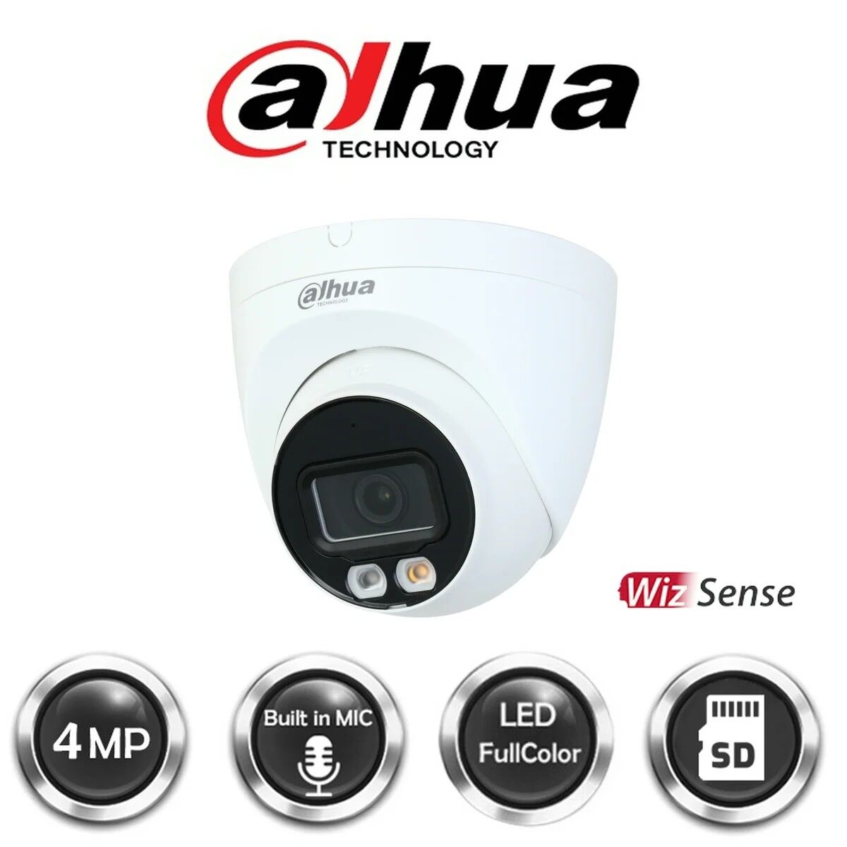 Dahua IPC-HDW2449T-S-IL-0280B 4Mp 2.8mm IP67 Poe Ses Full Color Ip Dome Kamera
