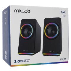 Mikado MD-182 2.0 3W*2 Siyah RGB USB + 3.5mm USB 5V Speaker