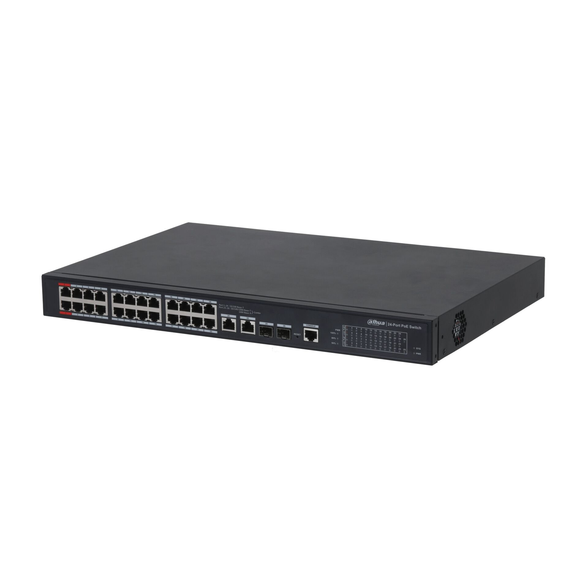 Dahua PFS4226-24ET-360-V3 24 Port 24XFE-2GE-2XSFP 360 W Yönetilebilir PoE Switch