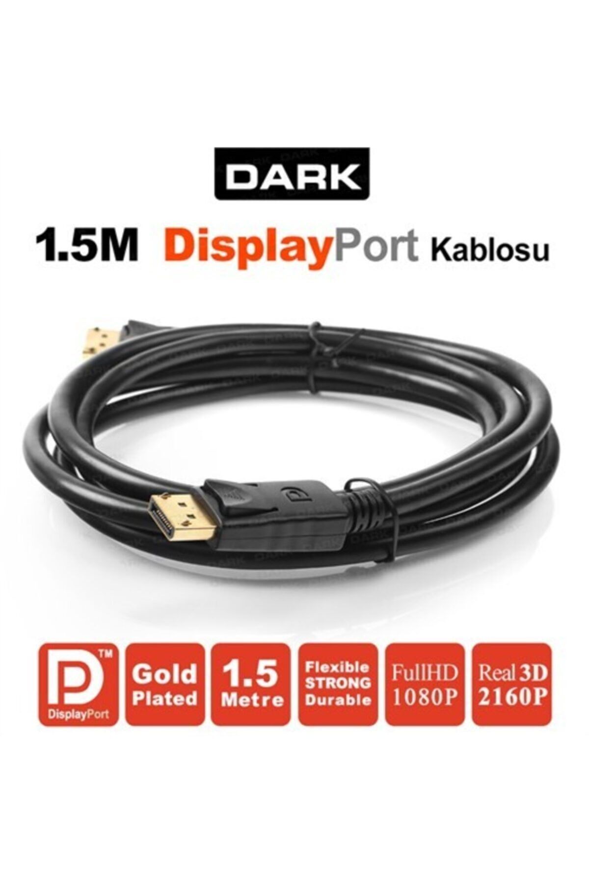 Dark DK-CB-DPL150 1.5 Metre 1080P (Altın Uçlu) DisplayPort Kablo