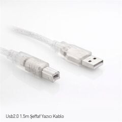 S-link SL-U2015 Usb2.0 1.5m Şeffaf Usb Yazıcı Kablo