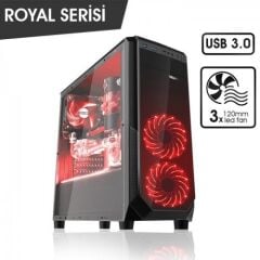 PowerBoost Royal VK-G1002S USB 3.0 Pencereli ATX Mid-Tower Gaming Kasa(Psu Yok)