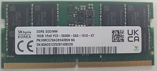 16GB Hynix DDR5 5600MHz Ecc UDIMM Sunucu Bellek