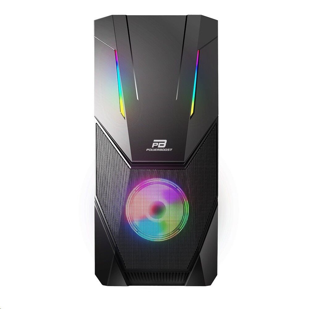 PowerBoost VK-P3303B USB 3.0 ATX ARGB Fan & Strip siyah Kasa (PSU Yok)