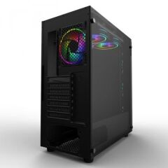 PowerBoost X-59 80+ USB 3.0 Tempered Glass 6xRainbow Fanlı Gaming Kasa(Psu Yok)