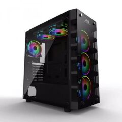 PowerBoost X-59 80+ USB 3.0 Tempered Glass 6xRainbow Fanlı Gaming Kasa(Psu Yok)