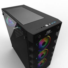 PowerBoost X-59 80+ USB 3.0 Tempered Glass 6xRainbow Fanlı Gaming Kasa(Psu Yok)