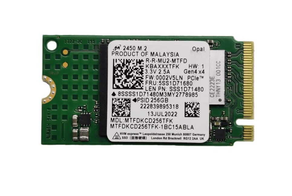 256GB Micron M.2 NVMe SSD Disk (Kısa)