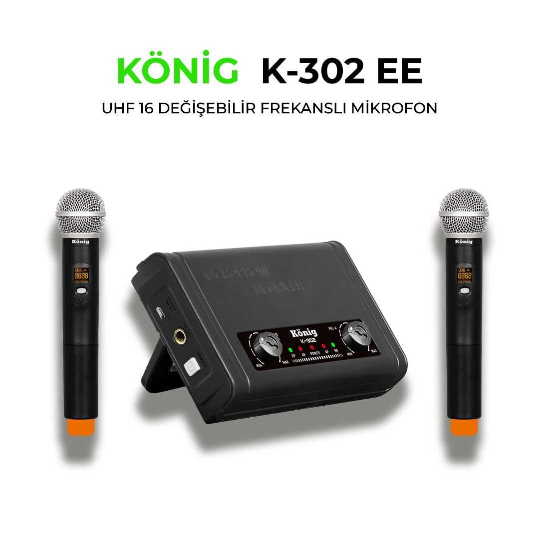 König K-302 UHF Çift Kanal 2 El Mikrofon